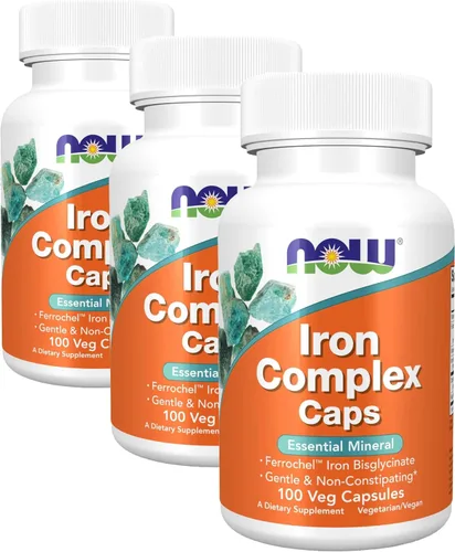 Vista 9 de NOW Foods Suplementos, Gorras Complejas de Hierro, Sin Estreñimiento*, Mineral Esencial, 100 Cápsulas Vegetales