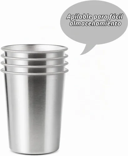 Vista 3 de 4Pack 6oz Vasos de acero inoxidable pequeños, sin BPA, vasos de metal saludables de pinta para niños (plateado, 170ml/6oz)