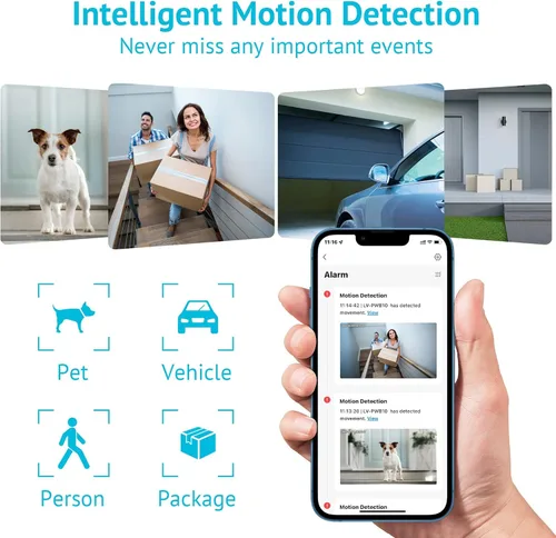 Vista 7 de LaView Cámara de seguridad para exteriores con visión nocturna a color, cámaras con cable de 4 MP para seguridad del hogar, cámara impermeable IP66