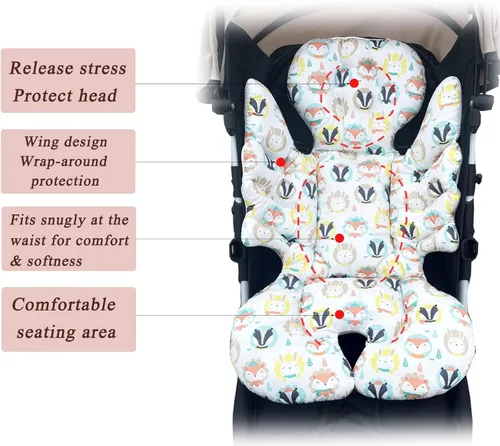 Vista 2 de Inserto de asiento de coche para bebé, inserto de asiento de bebé, almohadilla de asiento extra suave para cabeza y cuello, inserto perfecto