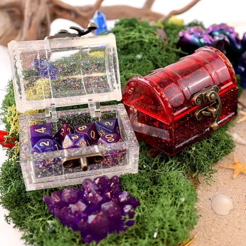 Vista 4 de Caja de dados de silicona y molde, 7 formas con caja de almacenamiento, molde epoxi para lanzar y almacenar dados, compatible con regalos