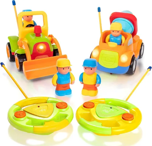 PREXTEX Paquete de 2 autos a control remoto para niños de 3 a 5 años - Camión y tractor juguetes para niños pequeños