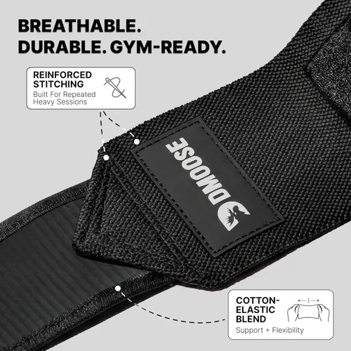 Vista 6 de DMoose Fitness Elbow Wraps for Weightlifting (Pair) - 40'' Adjustable Strap for Gym Workout & Bench Press, Compression Elbow Sleeves for Tendonitis