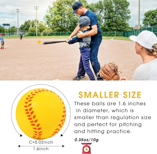 Vista 4 de Urspasol Paquete de 20 mini pelotas de béisbol de espuma de 1.6 pulgadas, perfectas para practicar bateo y lanzar, mejorar tu precisión de bateo