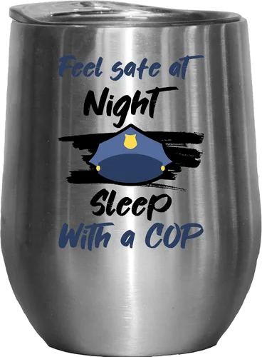 Feel Safe At Night Sleep With A Cop. Humorous Coffee & Tea Gift Mug For Wives, Female Friends, Colleagues, Or Any Women Who Has Relationship With A