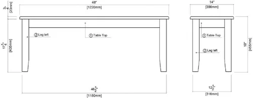 Vista 3 de Boraam Banco Bloomington, negro/cereza