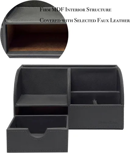 Vista 83 de UnionBasic Organizador de escritorio - Caja de almacenamiento multifuncional de cuero para escritorio con soporte para bolígrafos - Para tarjetas