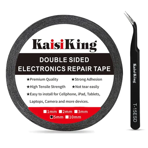Vista 15 de Kaisiking Cinta de reparación LCD de 0.079 in para pantalla de teléfono, cinta adhesiva con 1 pinzas para teléfono celular, iPad, tabletas
