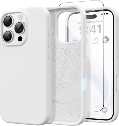 Vista 117 de GONEZ Funda magnética para iPhone 14, compatible con Magsafe, con protector de pantalla + protector de cámara, forro de microfibra antiarañazos