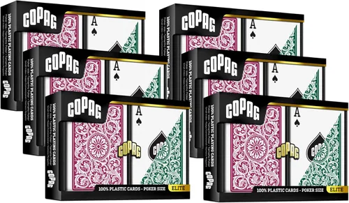 Vista 9 de Copag 1546 Design - Juego de cartas 100% de plástico, tamaño de póquer (estándar), verde/borgoña (índice jumbo, 1 juego)