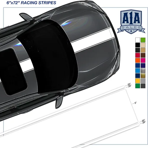Vista 2 de 6 x 182,8 cm Cinta adhesiva de vinilo con rayas de carreras, calcomanía adhesiva para coche, remolque, barco 651 (Blanco)