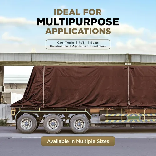 Vista 7 de ATERET Funda de lona de polietileno marrón súper resistente de 0.630 in. de grosor y resistente a los rayos UV, gruesa impermeable, a prueba