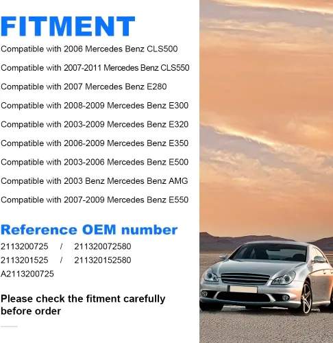 Vista 6 de JDMON 1 unid trasero izquierdo kit suspensión bolsas reemplazo para Mercedes-Benz W211 W219 2003-2011 CLS500 CLS550 E280 E300 E320 E350 E500 E550