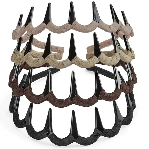 Vista 11 de 4 piezas - Diadema multicolor con dientes de resina protectora - Diadema con peine - Accesorios para el cabello de Beauty hair (Multicolor-No.9)
