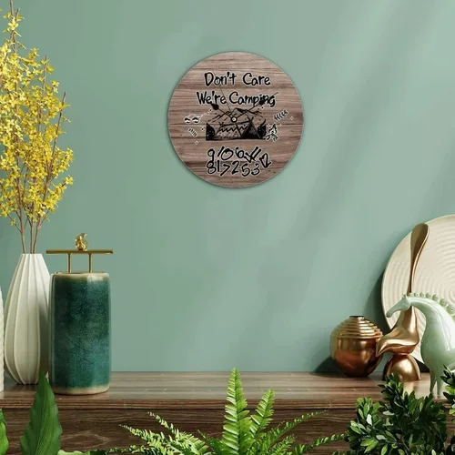 Vista 5 de Reloj de pared de madera vintage rústico con temática costera redonda y grande, funciona con pilas, no hace tictac, no importa que estamos
