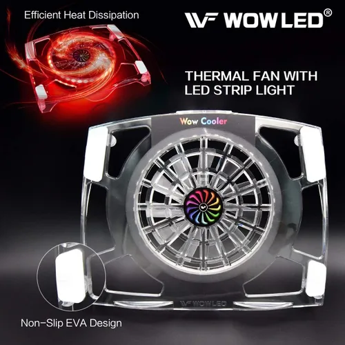 Vista 2 de WFPOWER Ventilador de refrigeración para PS4, retroiluminación LED RGB USB, soporte enfriador de luz LED multicolor, almohadilla de luces de estado