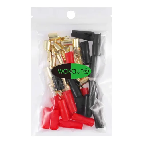 Vista 2 de Wakauto 10 pares de adaptadores conectores enchufes de horquilla de pala terminal de tira de cobre chapado en oro calibre 8, conectores de barrera