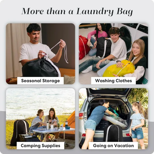 Vista 7 de Bolsa de lavandería Handy Laundry con correa de hombro - Cierre de cordón con bloqueo, material duradero, gran capacidad, costuras resistentes