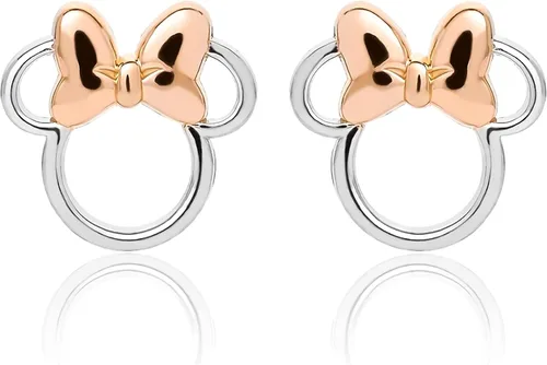 Disney Minnie Mouse Stud Earrings Two Tone Minnie Silhouette Sterling Silver