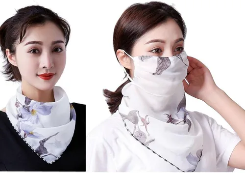 Vista 3 de Paquete de 2 bufandas con protección UV para el sol de verano con diseños para mujer, polaina refrescante para el cuello con bucles para las orejas