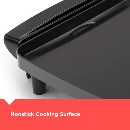 Vista 4 de BLACK+DECKER Plancha eléctrica con sonda de temperatura extraíble, parrilla interior, plancha para panqueques, negro, GD1810BC