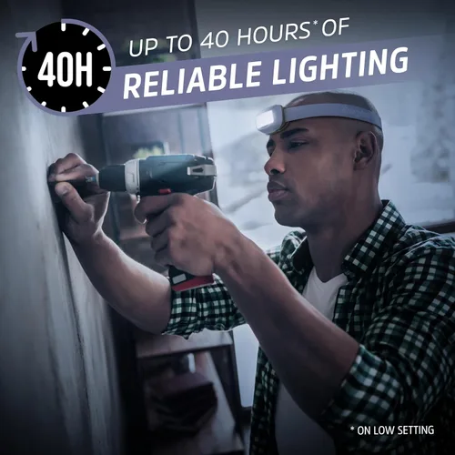 Vista 4 de Energizer Linterna frontal LED HDL-400, IPX4 resistente al agua, luz de cabeza de alto rendimiento para exteriores, camping, correr, tormenta, luz