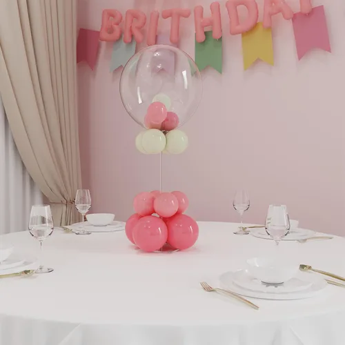 Vista 7 de YALLOVE Kit de soporte para globos de mesa de acrílico transparente, paquete de 4 soportes para palos de globos de 15.75 pulgadas con base