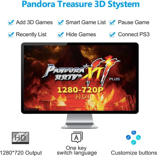Vista 5 de Pandora Treasure 3D Arcade Game Console - 30000 Games Installed, Search Games, Support 3D, 1280x720P, Favorite List, 4 Players Online, 2 Player