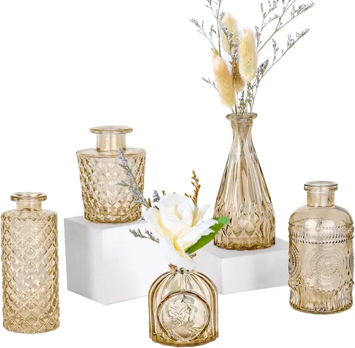 Vista 9 de TBWIND Juego de 12 jarrones de cristal negro para capullos, jarrones pequeños para flores, jarrón para capullos para centros de mesa al por mayor