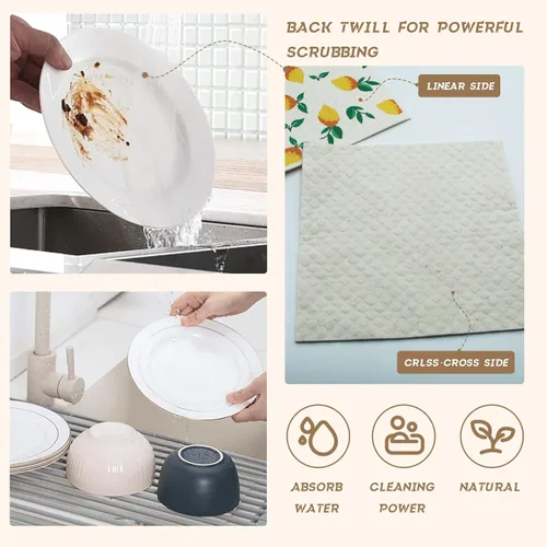 Vista 2 de FOLENZU Toallas de papel reutilizables, paños de cocina suecos para cocina, paños de limpieza reutilizables suecos, paños de cocina absorbentes
