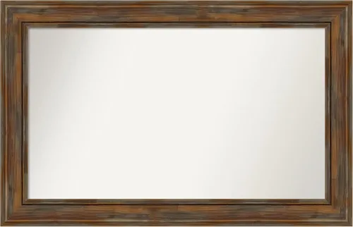 Vista 121 de Amanti Art Espejo de baño marrón para sobre fregadero, 26 x 26 pulgadas, espejo de tocador cuadrado marrón rústico Alexandria, marco de madera