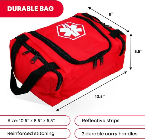 Vista 4 de Ever Ready First Aid EMS First Responder Kit de primeros auxilios para trauma completamente abastecido - Rojo