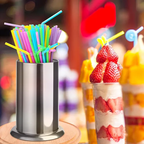 Vista 5 de MyLifeUNIT Soporte para popote para mostrador, soporte para agitadores de café de acero inoxidable 6.7 x 4.9 pulgadas (paquete de 2)