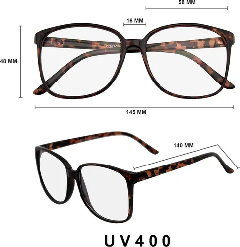 Vista 5 de Emblem Eyewear - Large Oversized Glasses Clear Lens Thin Frame Nerd Glasses