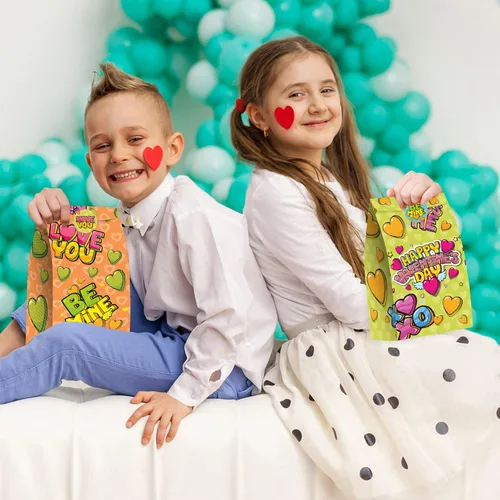 Vista 6 de ArtCreativity 24 bolsas para el día de San Valentín con 24 calcomanías, regalo de San Valentín, bolsa de dulces, bolsas de regalos para fiesta