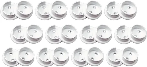 Vista 13 de QCAA Juego de soportes de barra de armario de metal sólido resistente, 1-3/8'', blanco mate, 4 pares, fabricado en Taiwán