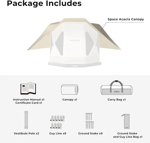 Vista 8 de ACACIA Toldo para 2-3 personas para sistema de campamento Space Acacia, lona de camping impermeable PU2000 para camping de 4 estaciones, lona
