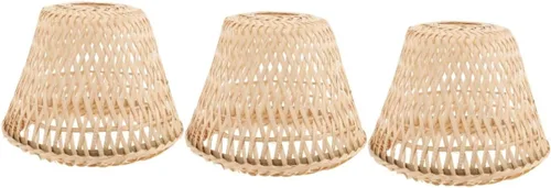 Vista 12 de Pantalla de bambú pequeña tejida estilo retro cubierta de luz de techo barril pantalla para hogar hotel restaurante