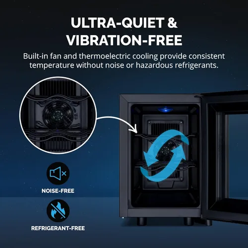 Vista 3 de NewAir Refrigerador de vino de 10 pulgadas para 6 botellas Refrigerador de vino independiente con puerta de vidrio Almacenamiento compacto