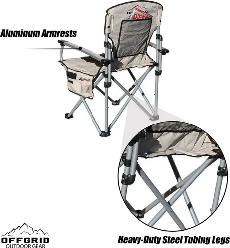 Vista 5 de Raptor Series OFFGRID - Silla portátil plegable para acampar con bolsa de transporte, resistente, de gran