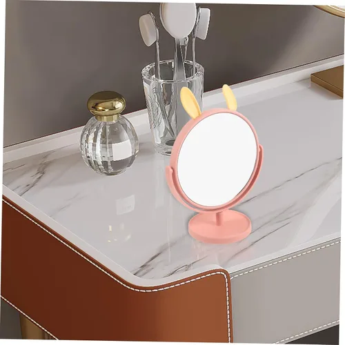Vista 9 de LALAFINA Espejo de maquillaje para escritorio, con forma de orejas de conejo, cosmético de mesa para el hogar, dormitorio, baño, corte de pelo
