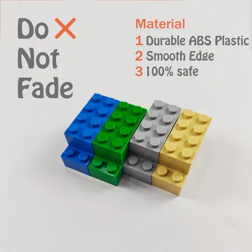 Vista 4 de HUIZDQ 200 piezas de ladrillos de construcción pequeños clásicos, bloques de construcción de 2 x 4, juguetes de construcción creativos STEM, azul