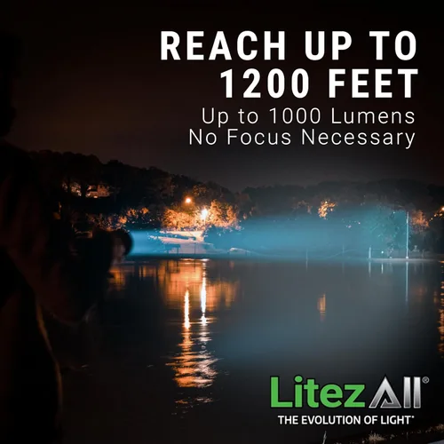 Vista 7 de LitezAll Linterna LED recargable suave al tacto, 70 lúmenes, haz híbrido, linterna compacta ultra ligera con cuerpo de resina resistente, agarre