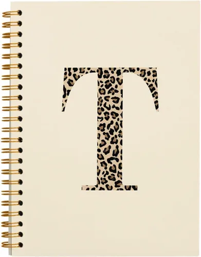 Vista 26 de Bnwepo Initial Leopard Letter T Notebook Journal, Preppy Bow Monogrammed Monogram Gifts for Women, Monogram Notebook Journal, Personalized Notebook
