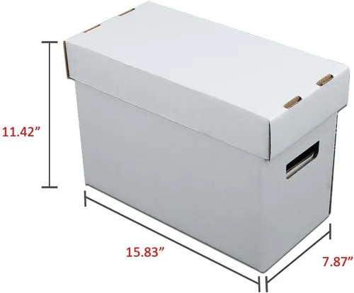 Vista 6 de PIT66 10 cajas de almacenamiento de cómics con tapas cortas capacidad para 150-175 libros de cómics apilables y duraderos, color blanco