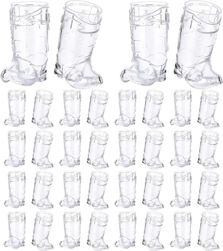 Vista 12 de Durony 36 piezas de mini vasos de bota de vaquero 1 oz de plástico, vasos de vaquero occidental para decoraciones de fiesta de vaquero y vaquera