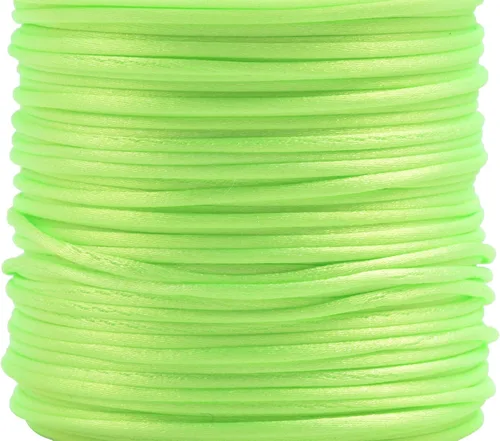 Vista 141 de KONMAY - Cuerda de nailon satinado de seda, 45.72 metros, 0.8mm cola de rata, para nudos chinos, Kumihimo, abalorios, macramé, joyería, Verde manzana