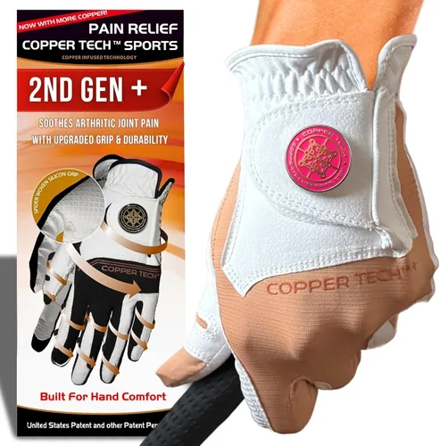 Vista 19 de Copper Tech Plus Ladies Golf Gloves Women (2nd Gen) Copper Compression Joint Support with Flexible & Comfortable Fit Tacky Silicone Pad