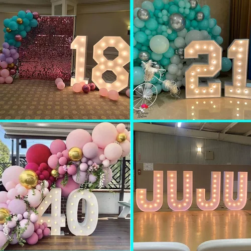 Vista 6 de JoyBox Design 12 bombillas LED – Cadena de iluminación G40 funciona con pilas para números de letras de marquesina – interiores y exteriores