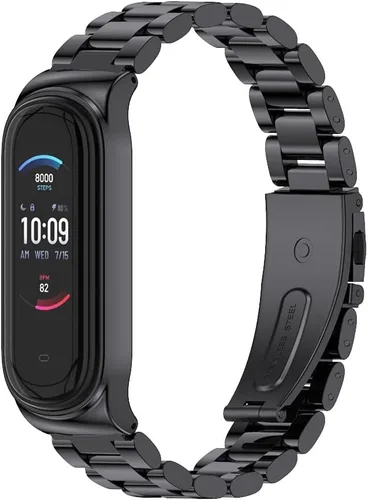 Vista 10 de MIJOBS Correa de repuesto de metal para Amazfit Band 5, compatible con Amazfit 5 Fitness Tracker (Milán, oro rosa)